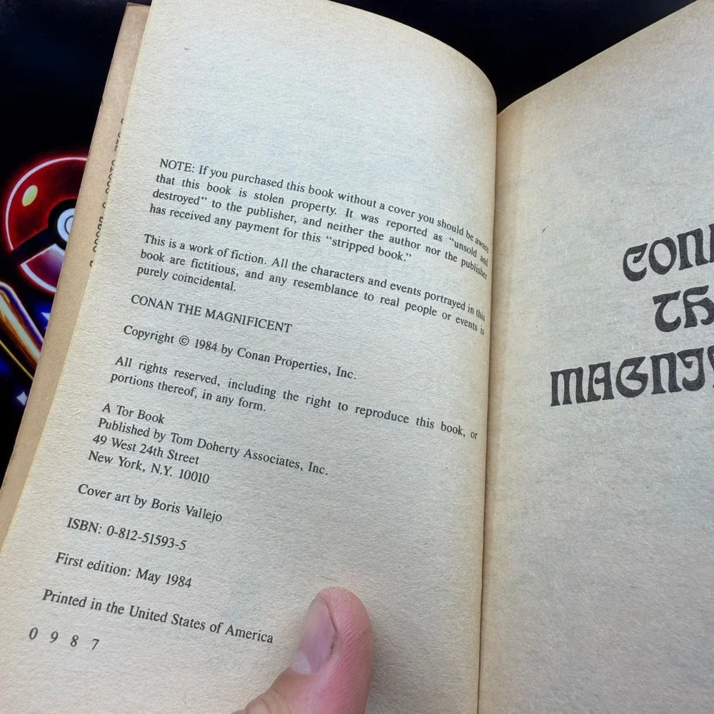 Conan the Magnificent Robert Jordan 1st Edition 1984 Tor Paperback Boris Vallejo